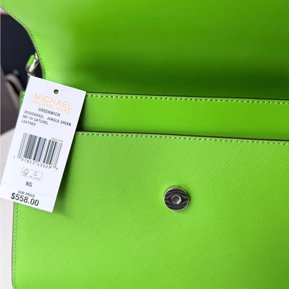 LIKE NEW: Michael Kors Palm Green Satchel - Picture 2 of 4